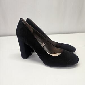 Libby Edelman Jenna Size 8.5 Women’s Black Faux Suede Chunky Block Heels